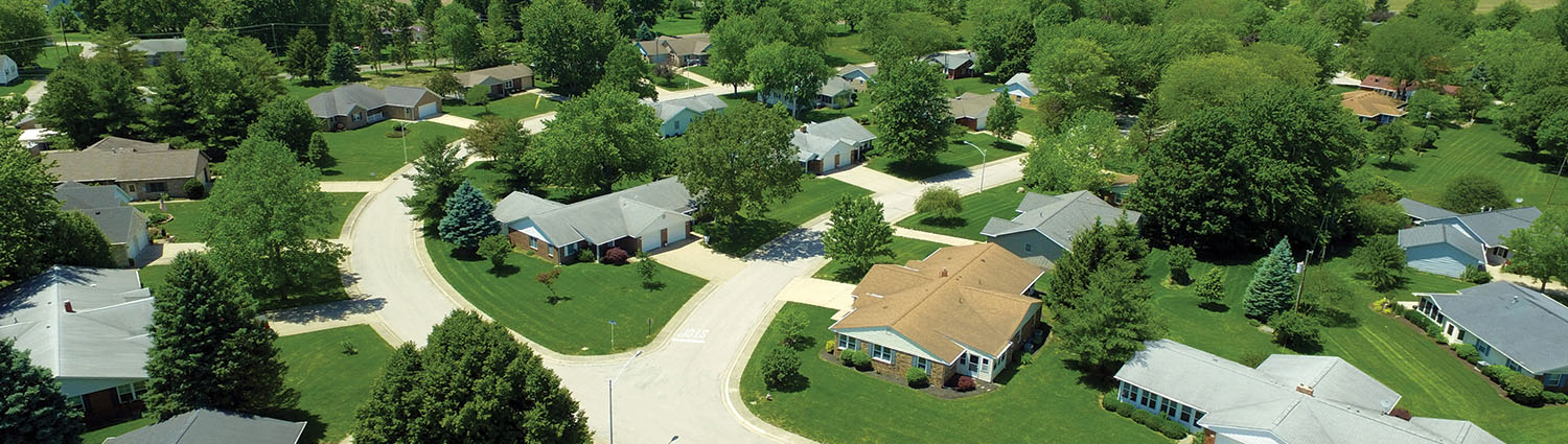 Aerial view of the Wesley Manor Village home